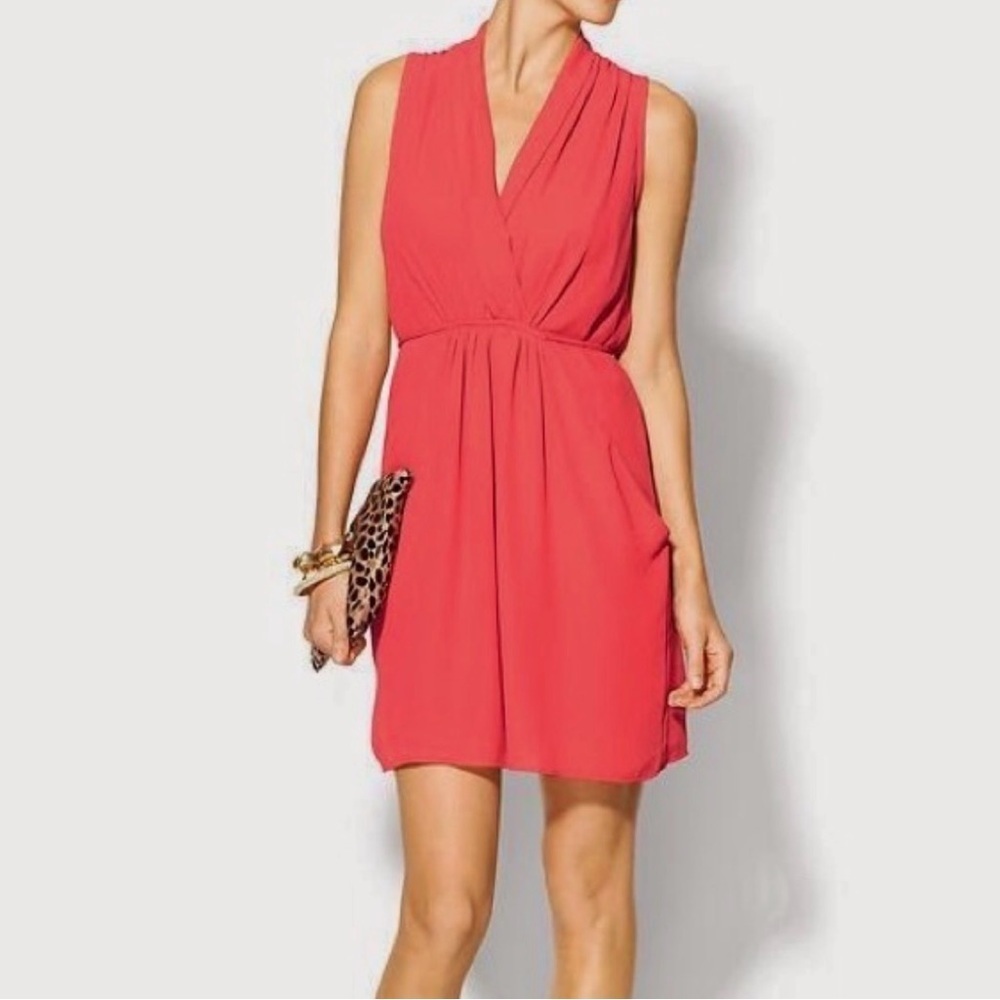NWT Collective Concepts Red Pink Coral Sleeveless Dress, faux wrap sundress